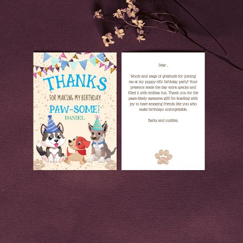 Cute puppies puppy party lets paw_ty thank you card