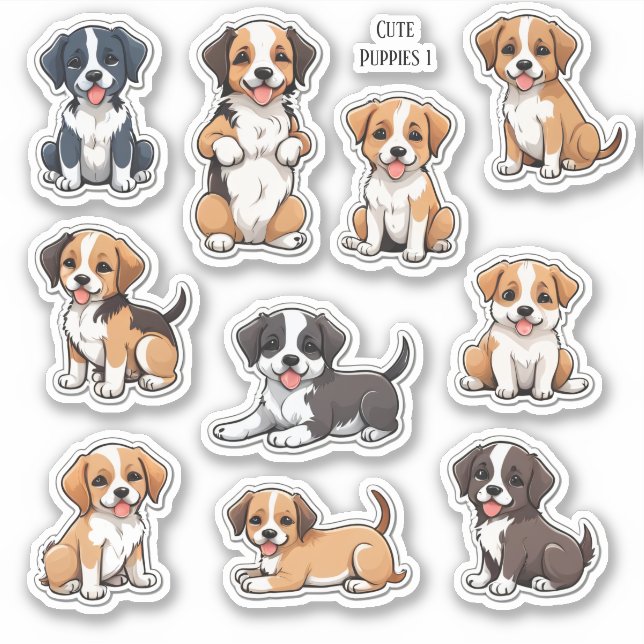 Cute Puppies Scrapbook Stationery Stickers (Front)