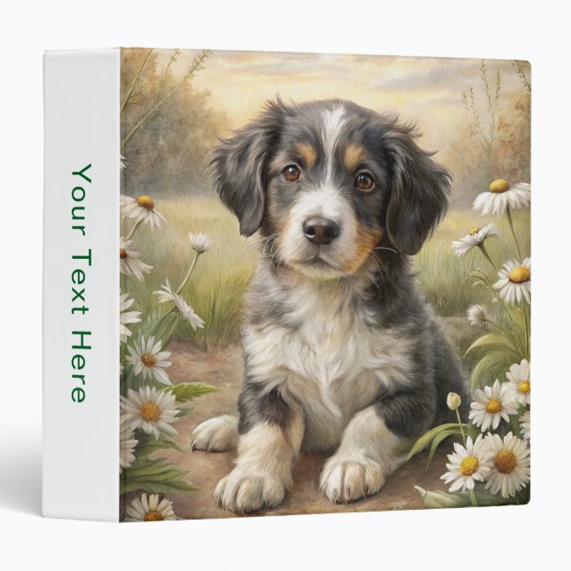 Cute Puppy 3 Ring Binder (Front/Spine)