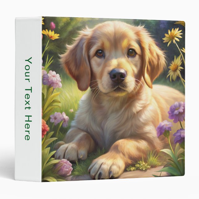 Cute Puppy 3 Ring Binder (Front/Spine)