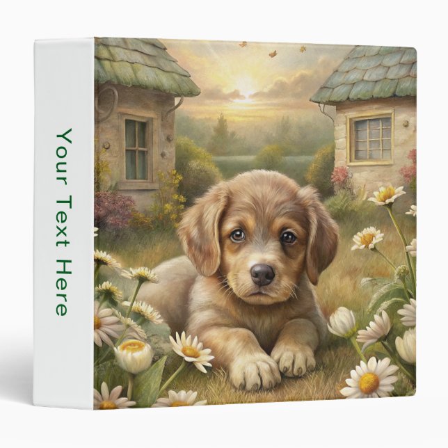 Cute Puppy 3 Ring Binder (Front/Spine)