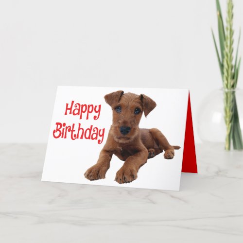 Cute Puppy Airedale Terrier Dog Birthday Card