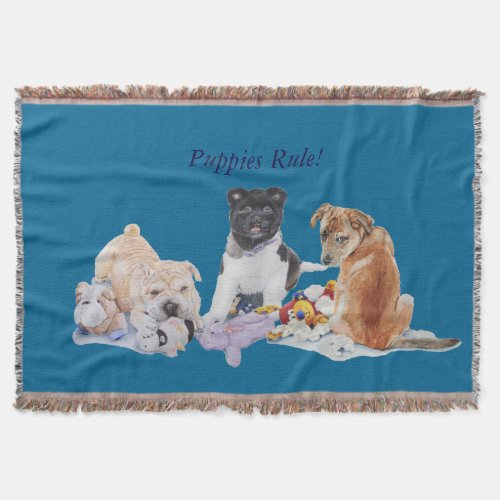 cute puppy akita shar pei teddy mixed breed dog throw blanket