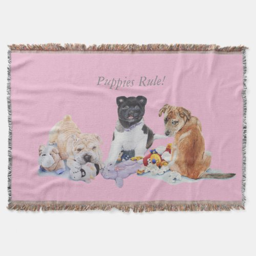 cute puppy akita shar pei teddy mixed breed dog throw blanket