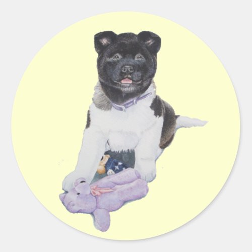 Cute puppy akita  teddy realist dog art stickers
