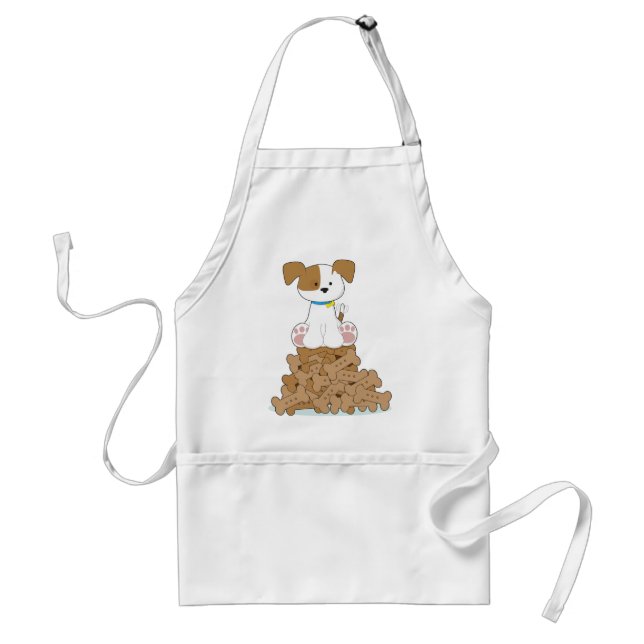Cute Puppy and Bones Adult Apron (Front)