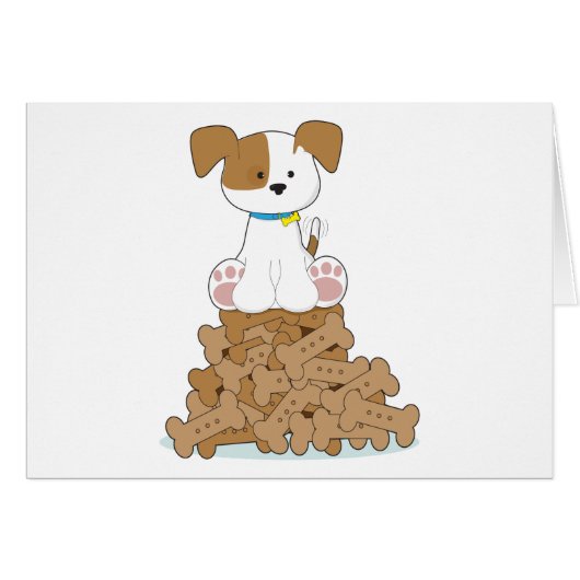 Cute Puppy and Bones Cards (Front Horizontal)