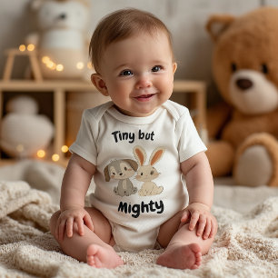 Cute Puppy and Bunny Woodland Baby Illustration Baby Bodysuit