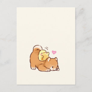 Cute Puppy and Chick Postcard