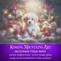 Cute Puppy and Christmas Tree Holiday Decoupage