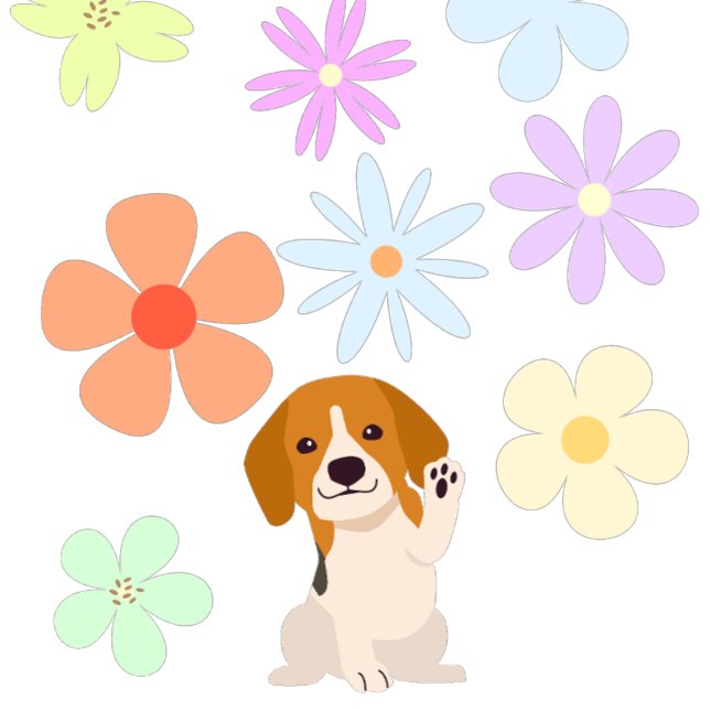 Cute Puppy and Flowers Throw Pillow (Creator Uploaded)