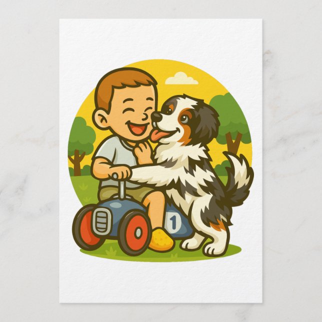 Cute Puppy and Kid Playtime Invitation (Front)
