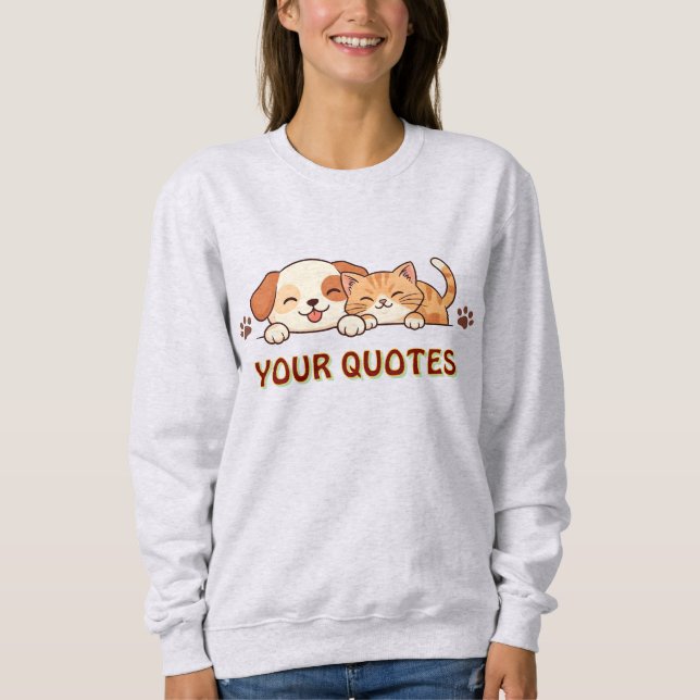 Cute Puppy and Kitten Snuggling Sweatshirt (Front)