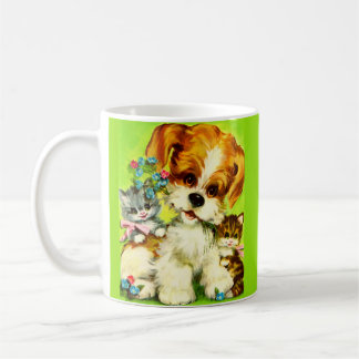cute puppy and smiling kittens coffee mug