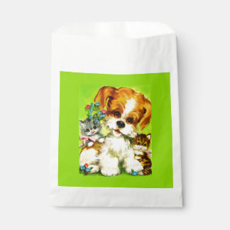cute puppy and smiling kittens favor bag