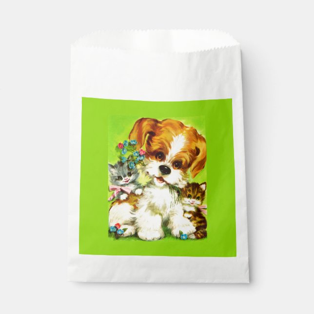 cute puppy and smiling kittens favor bag (Front)