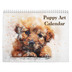 Cute Puppy Art 2027 Calendar