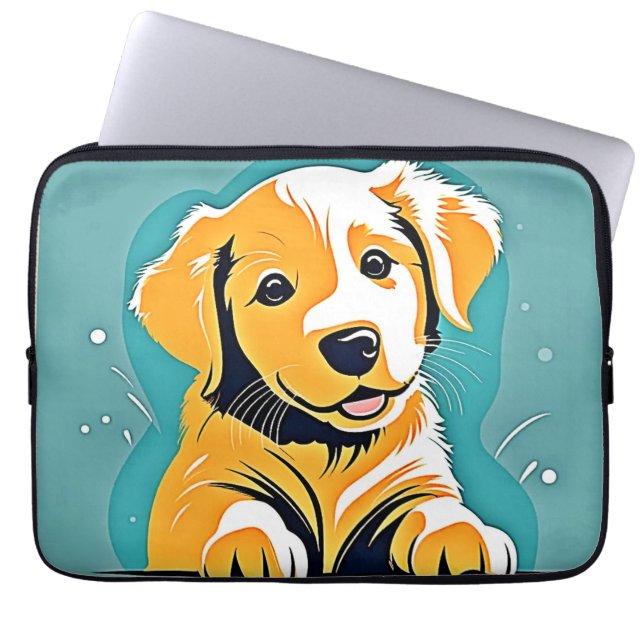 Cute Puppy Art Design Laptop Sleeve (Front)