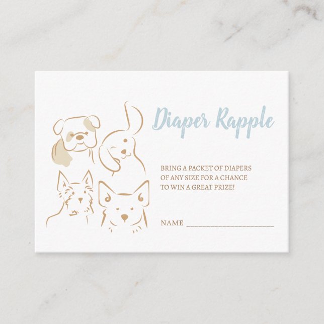 Cute Puppy Baby Shower Diaper Rapple Enclosure Card (Front)