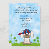 Cute Puppy Baby Shower Invitation for Boys (Front/Back)