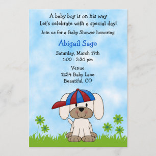 Cute Puppy Baby Shower Invitation for Boys