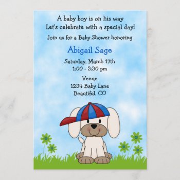 Cute Puppy Baby Shower Invitation For Boys by TheCutieCollection at Zazzle