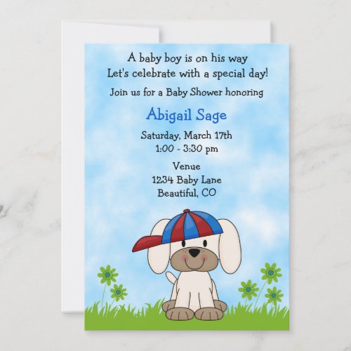 Cute Puppy Baby Shower Invitation for Boys