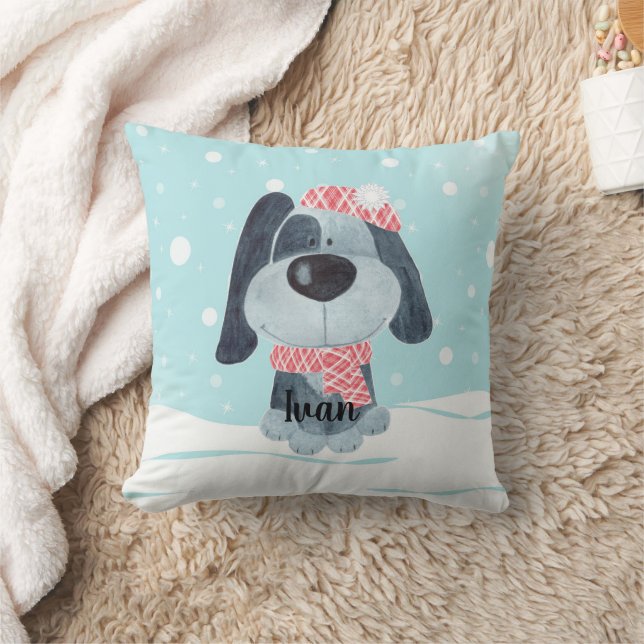 Cute puppy, baby throw pillow (Blanket)