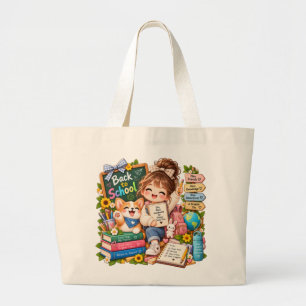 Cute Puppy Back to School Jumbo Tote Bag