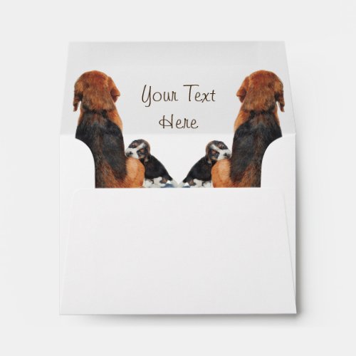 Cute puppy beagle and mom dog envelope