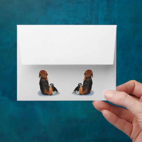 Cute puppy beagle and mom dog realist art design envelope