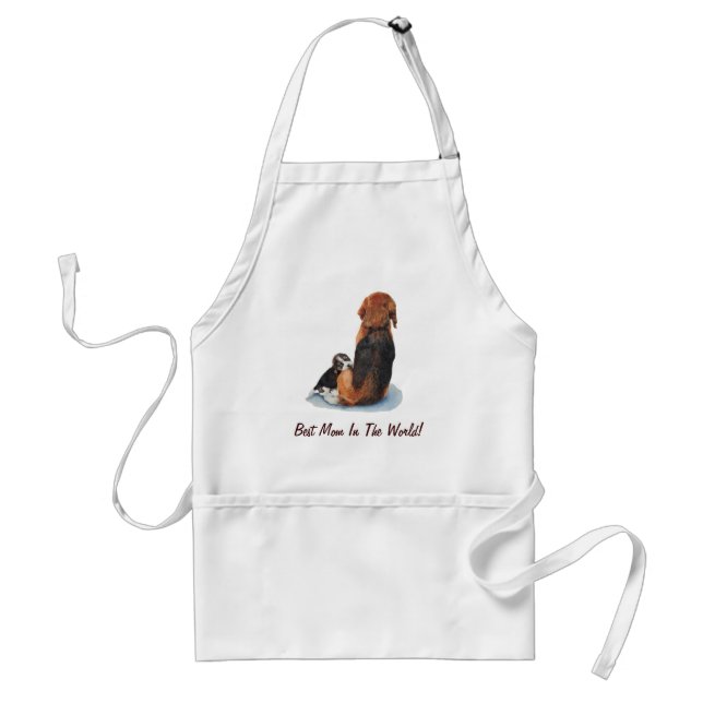Cute puppy beagle cuddling mum dog adult apron (Front)