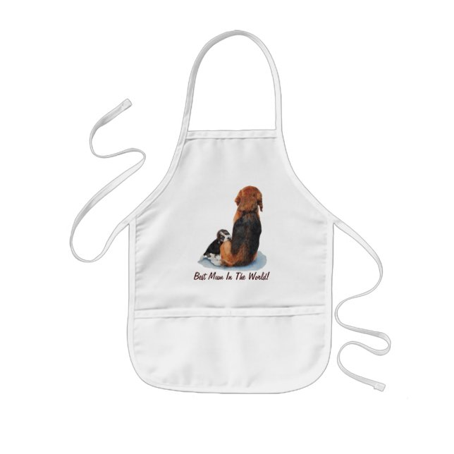 Cute puppy beagle cuddling mum dog kids' apron (Front)