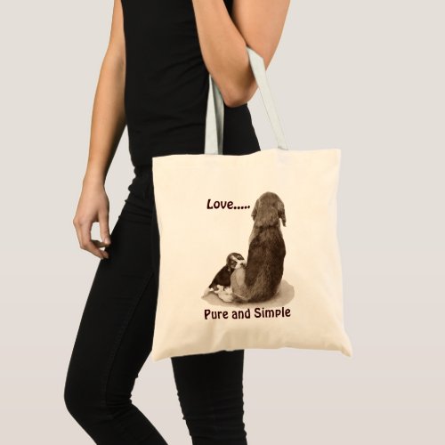 Cute puppy beagle with mom dog original art tote bag