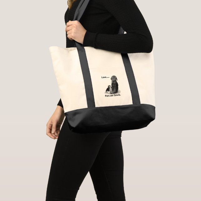 Cute puppy beagle with mom dog original art tote bag (Front (Product))