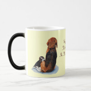 Cute puppy beagle with mum dog realist art color morph mug