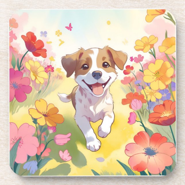 Cute Puppy Beverage Coaster (Front)