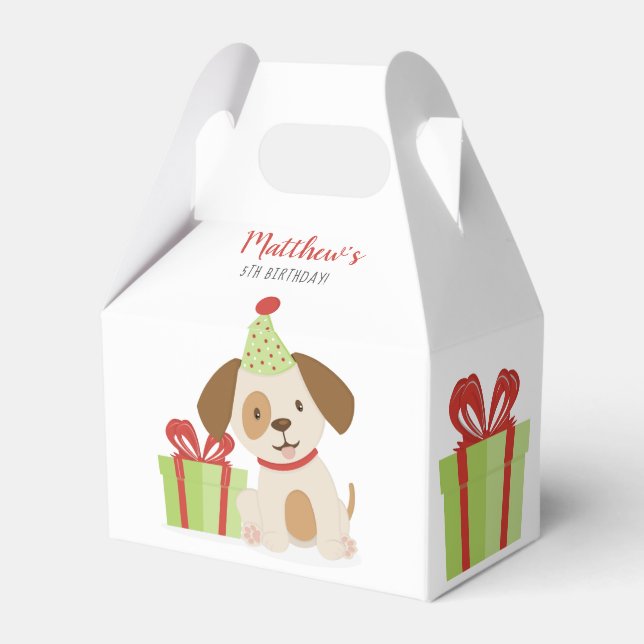 Cute Puppy Birthday Favor Boxes (Back Side)