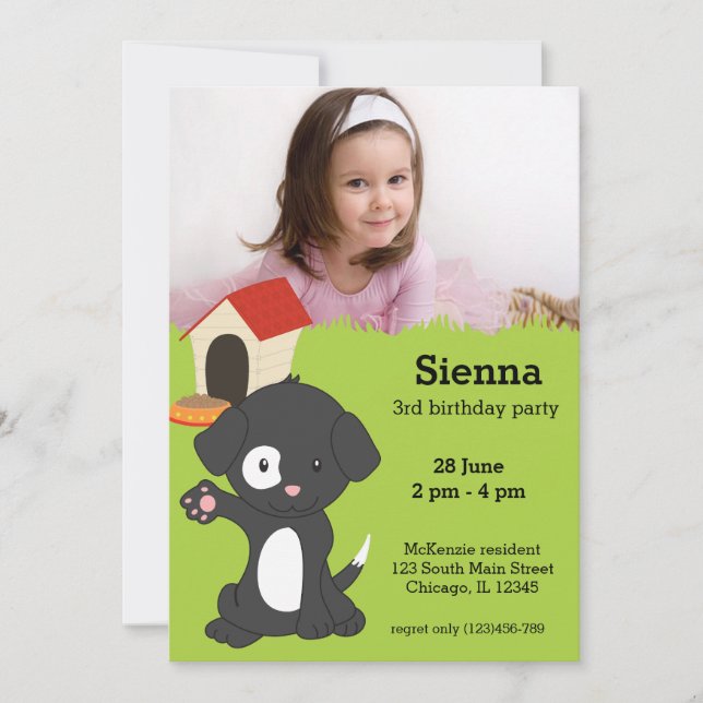 Cute puppy birthday invitation (Front)