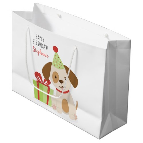 Cute Puppy Birthday Large Gift Bag