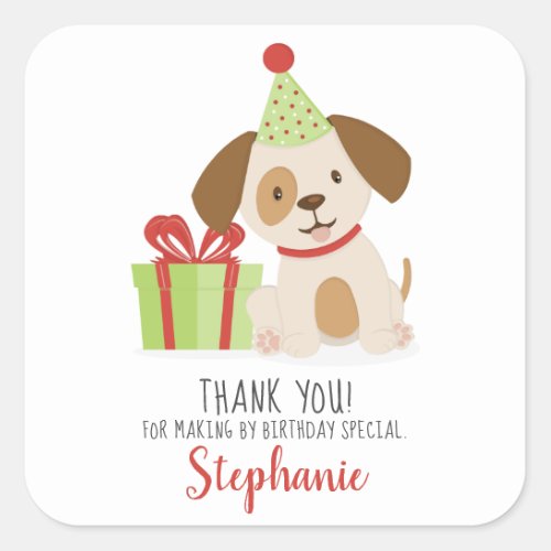 Cute Puppy Birthday Square Sticker