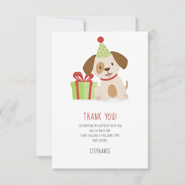 Cute Puppy Birthday Thank You Invitation (Front)