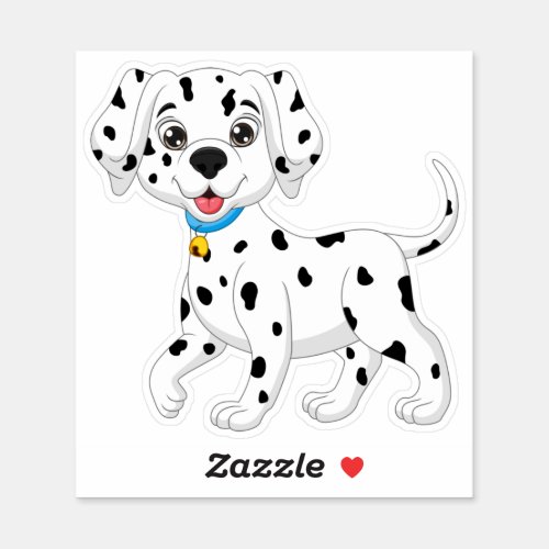 Cute Puppy Black White Spotted Fire Dog Dalmatian Sticker