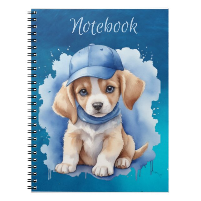Cute Puppy Blue Eyes Floppy Ears Spiral Notebook  (Front)