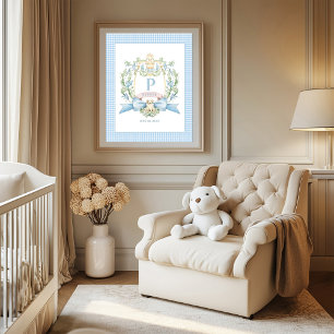 Cute Puppy Blue Ribbon Crest   Baby Boy Wall Art Foam Board