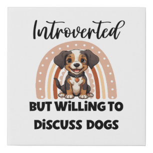 Cute Puppy Boho Rainbow "Introverted" Graphic Faux Canvas Print