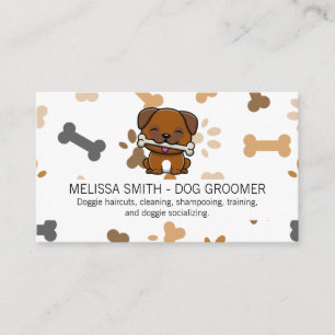 Cute Puppy Bone Paw Prints Business Card