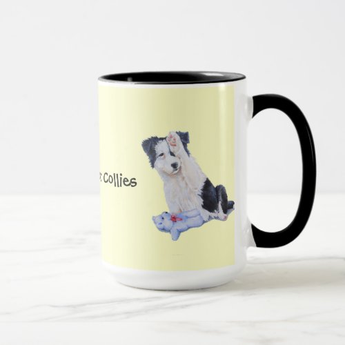 Cute puppy border collie dog portrait realist art mug