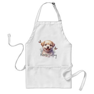 Cute Puppy Butterflies Keep Smiling Custom Apron