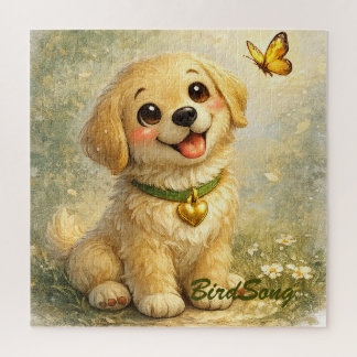 Cute Puppy & Butterfly Jigsaw Puzzle